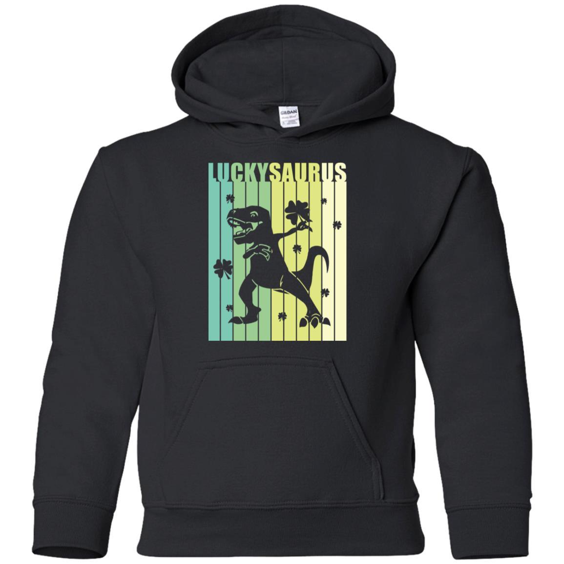 Happy St Pat Rex Day Dinosaur T-Rex Kids Patricks Day Youth-Youth Shirt-Youth Pullover Hoodie-Black