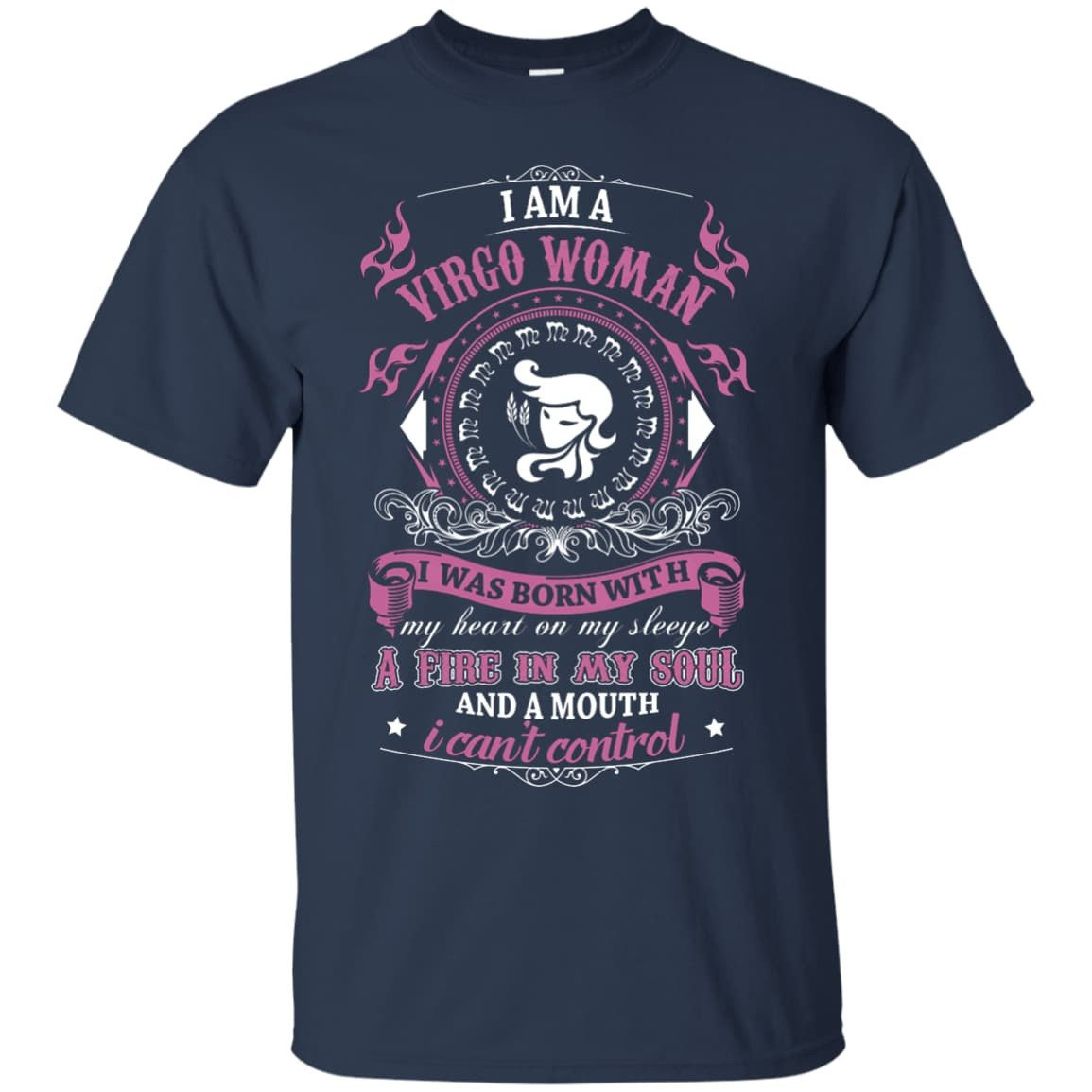 I Am A Virgo Woman I Was Born With My Heart On My Sleeve-T-Shirt & Hoodie-Classic T-Shirt-Navy