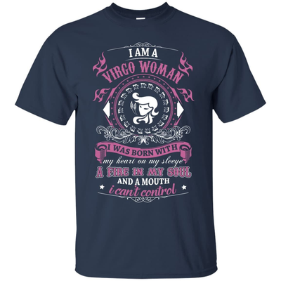 I Am A Virgo Woman I Was Born With My Heart On My Sleeve-T-Shirt & Hoodie-Classic T-Shirt-Navy