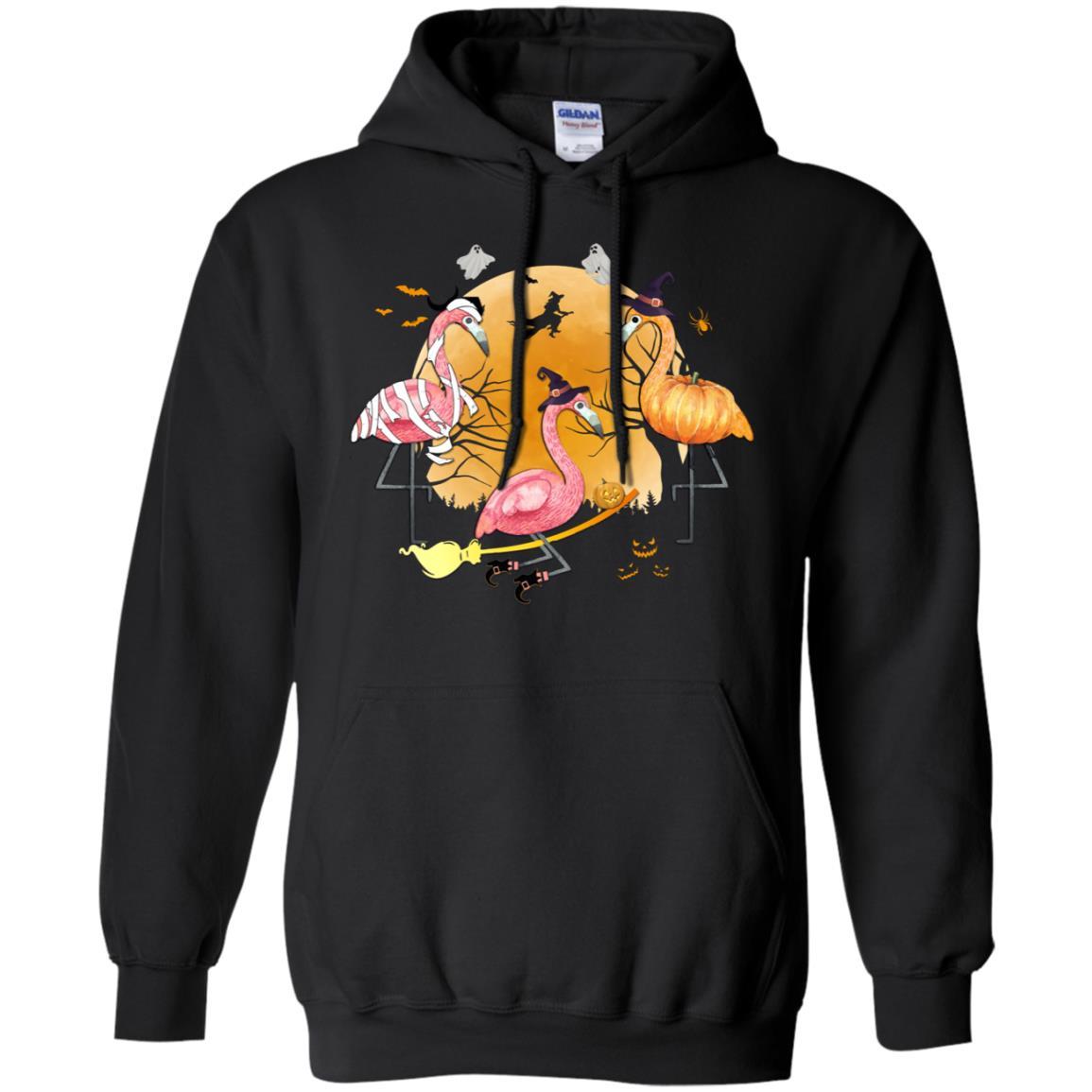 Flamingo Lover Funny Pumpkin Halloween Party-T-Shirt & Hoodie-Pullover Hoodie-Black