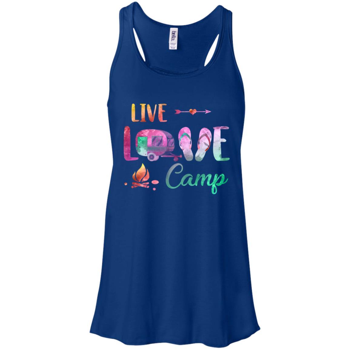 Live Love Camp Car Flip Flops Camping Gifts-T-Shirt & Tank Top-Women's Flowy Racerback Tank-True Royal