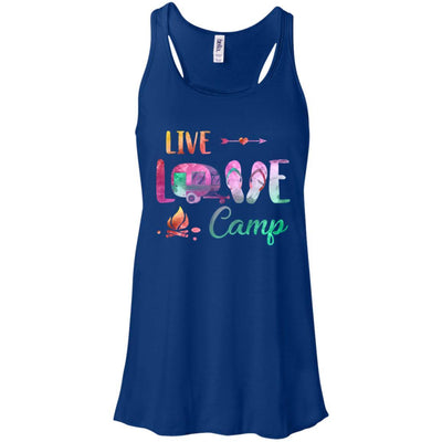 Live Love Camp Car Flip Flops Camping Gifts-T-Shirt & Tank Top-Women's Flowy Racerback Tank-True Royal