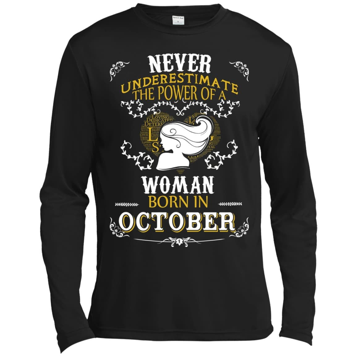 A Woman Born In OCTOBER-T-Shirt & Hoodie-Long Sleeve T-Shirt-Black