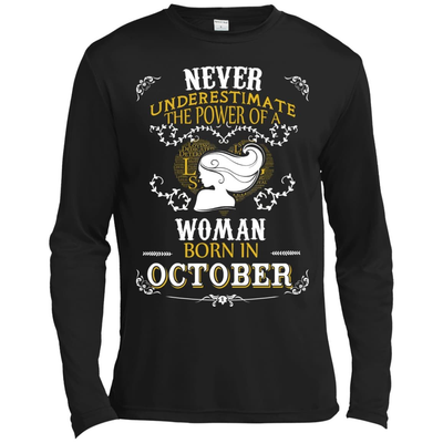 A Woman Born In OCTOBER-T-Shirt & Hoodie-Long Sleeve T-Shirt-Black