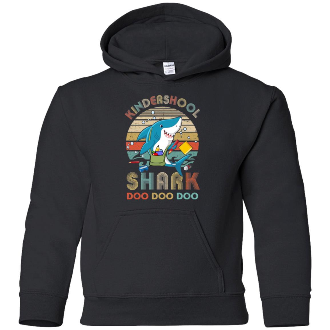 Kindergarten Shark Doo Doo Doo Funny Back To School Youth-Youth Shirt-Youth Pullover Hoodie-Black