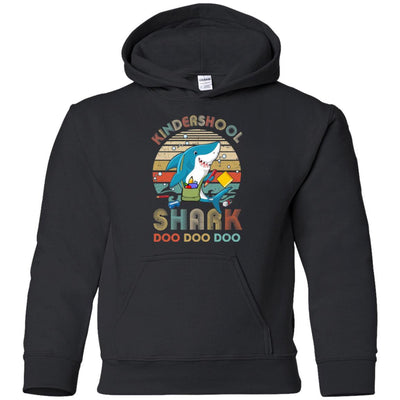 Kindergarten Shark Doo Doo Doo Funny Back To School Youth-Youth Shirt-Youth Pullover Hoodie-Black