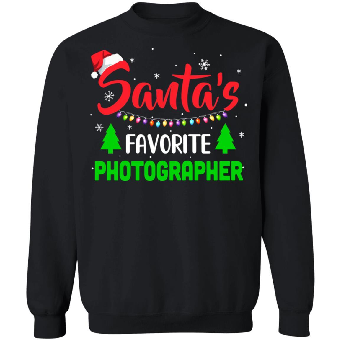 Santa's Favorite Photographer Funny Christmas Xmas Gifts-T-Shirt & Sweatshirt-Crewneck Sweatshirt-Black