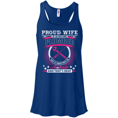 Proud Wife Of An Awesome Plumber-T-Shirt & Hoodie-Women's Flowy Racerback Tank-True Royal