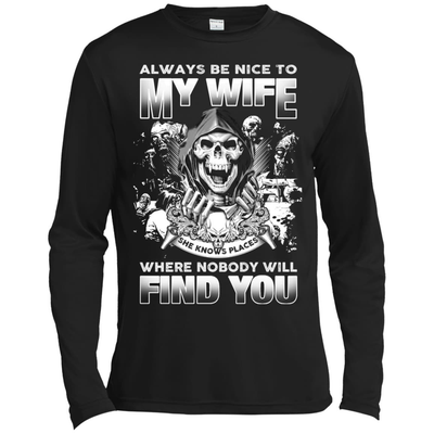 Always Be Nice To My Wife-T-Shirt & Hoodie-Long Sleeve T-Shirt-Black