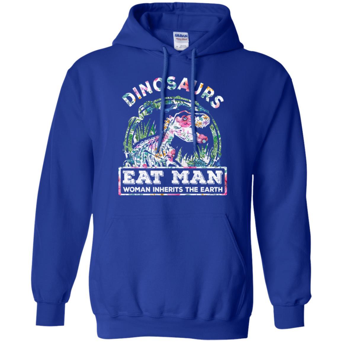 Funny Dinosaurs Eat Man Woman Inherits The Earth-T-Shirt & Tank Top-Pullover Hoodie-Royal