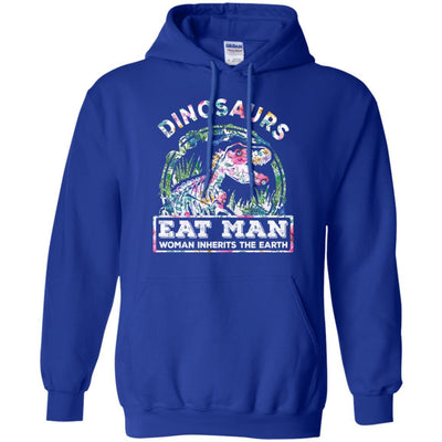 Funny Dinosaurs Eat Man Woman Inherits The Earth-T-Shirt & Tank Top-Pullover Hoodie-Royal