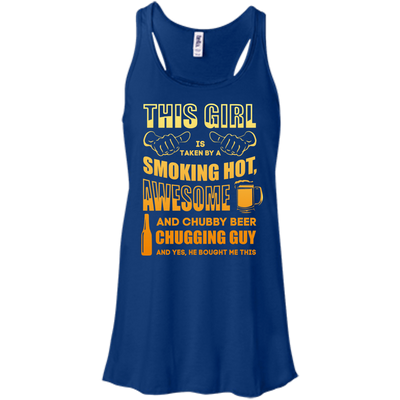 Taken By Hot Chubby Beer Chugging Guy-T-Shirt & Hoodie-Women's Flowy Racerback Tank-True Royal