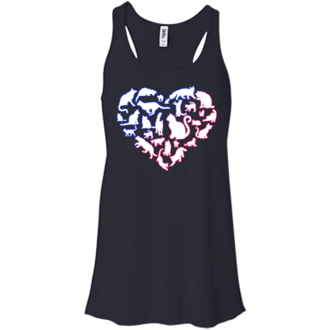 I Love My Cat Love Cats-T-Shirt & Hoodie-Women's Flowy Racerback Tank-Midnight