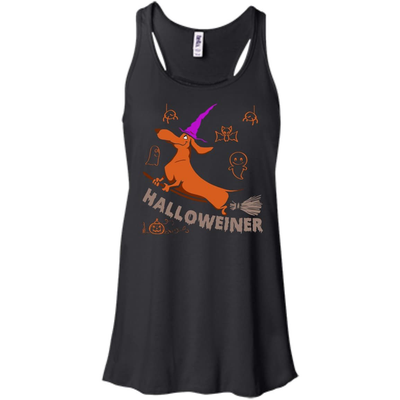 Halloweiner Halloween Dog-T-Shirt & Hoodie-Women's Flowy Racerback Tank-Black