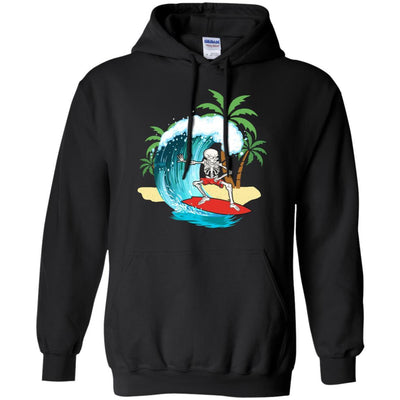 Funny Human Skeleton Skull Surfing-T-Shirt & Hoodie-Pullover Hoodie-Black