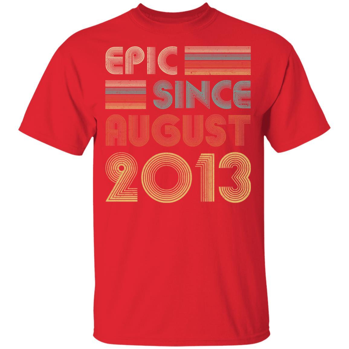 Epic Since August 2013 Vintage 8th Birthday Gifts Youth-Youth Shirt-Youth T-Shirt-Red