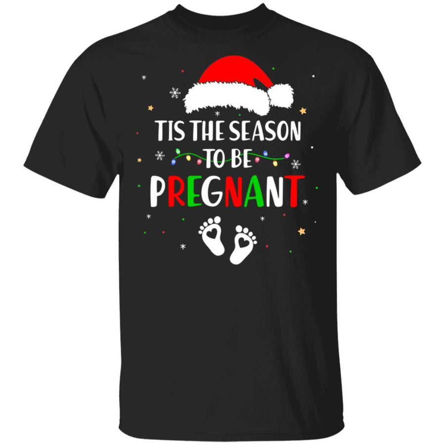 Tis The Season To Be Pregnant Funny Pregnancy Announcement-T-Shirt & Sweatshirt-Classic T-Shirt-Black