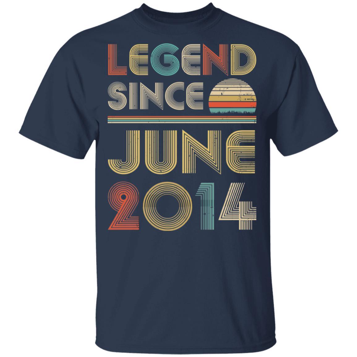 Legend Since June 2014 Vintage 7th Birthday Gifts Youth-Youth Shirt-Youth T-Shirt-Navy