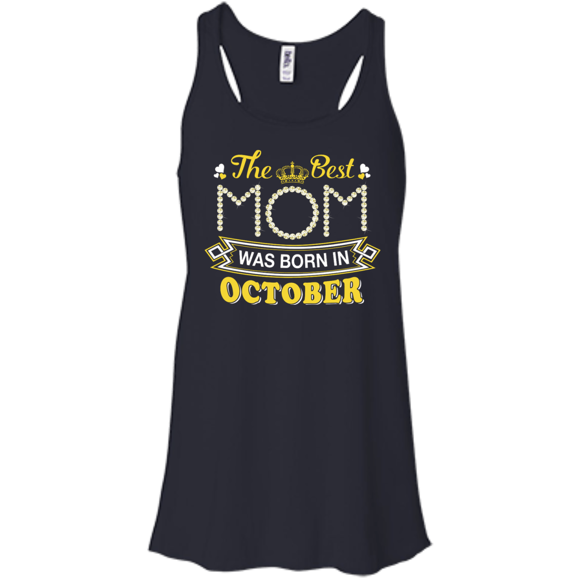 The Best Mom Was Born In October-T-Shirt & Hoodie-Women's Flowy Racerback Tank-Midnight