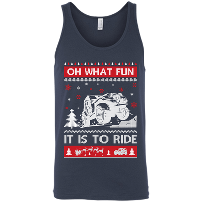 Jeep Sweater Christmas Oh What Fun It Is To Ride-T-Shirt & Hoodie-Unisex Tank-Navy