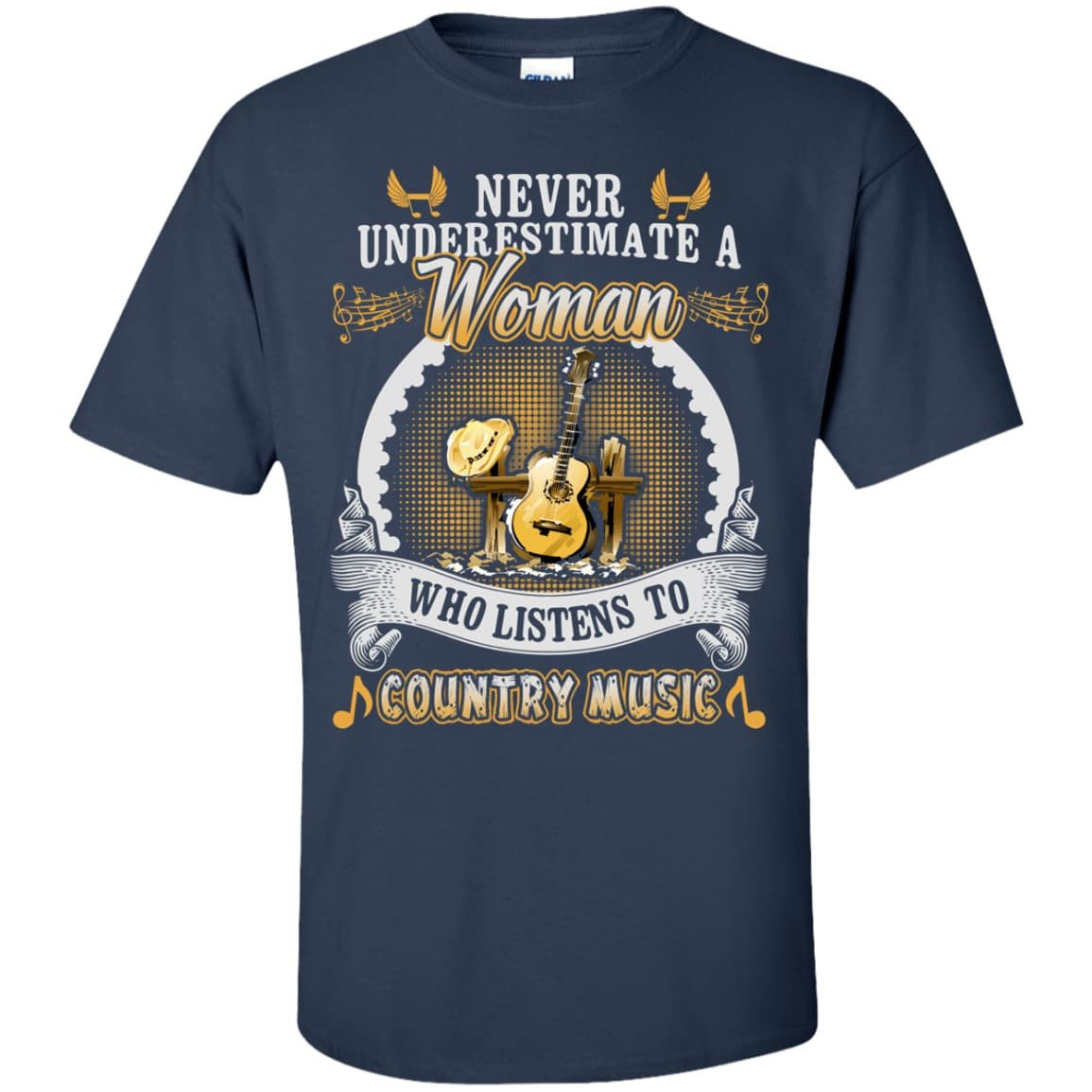 A Woman Listen To Country Music-T-Shirt & Hoodie-Classic T-Shirt-Navy
