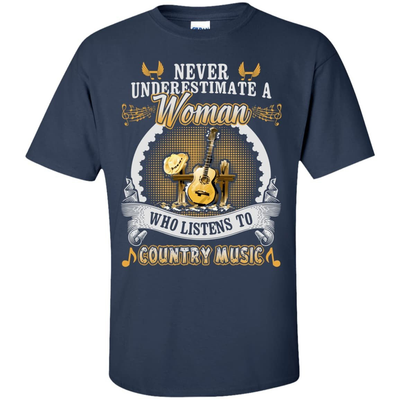 A Woman Listen To Country Music-T-Shirt & Hoodie-Classic T-Shirt-Navy