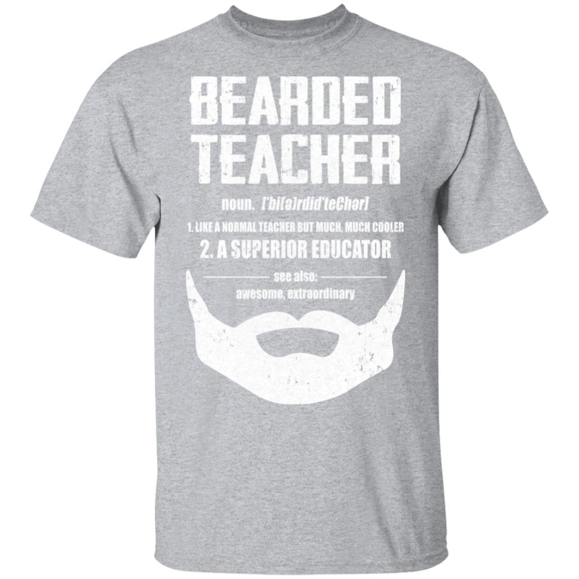 Bearded Teacher Like A Normal Teacher But Much Cooler-T-Shirt & Hoodie-Classic T-Shirt-Sport Grey
