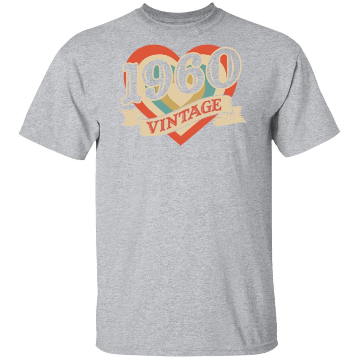 61th Birthday Gifts Classic Retro Heart Vintage 1960-T-Shirt & Tank Top-Classic T-Shirt-Sport Grey