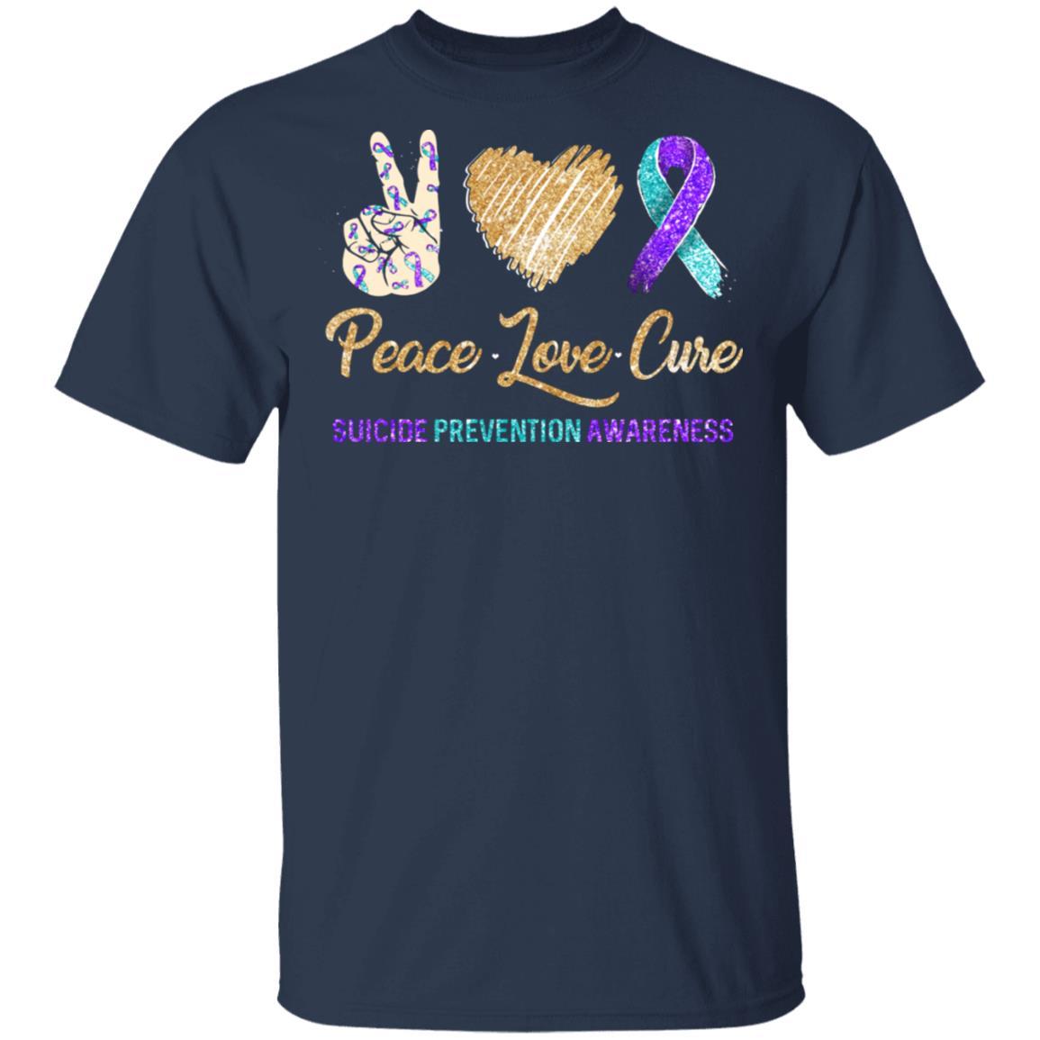 Peace Love Cure Suicide Prevention-T-Shirt & Hoodie-Classic T-Shirt-Navy