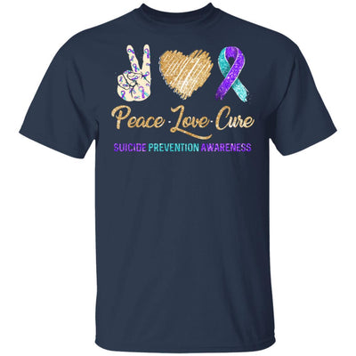 Peace Love Cure Suicide Prevention-T-Shirt & Hoodie-Classic T-Shirt-Navy