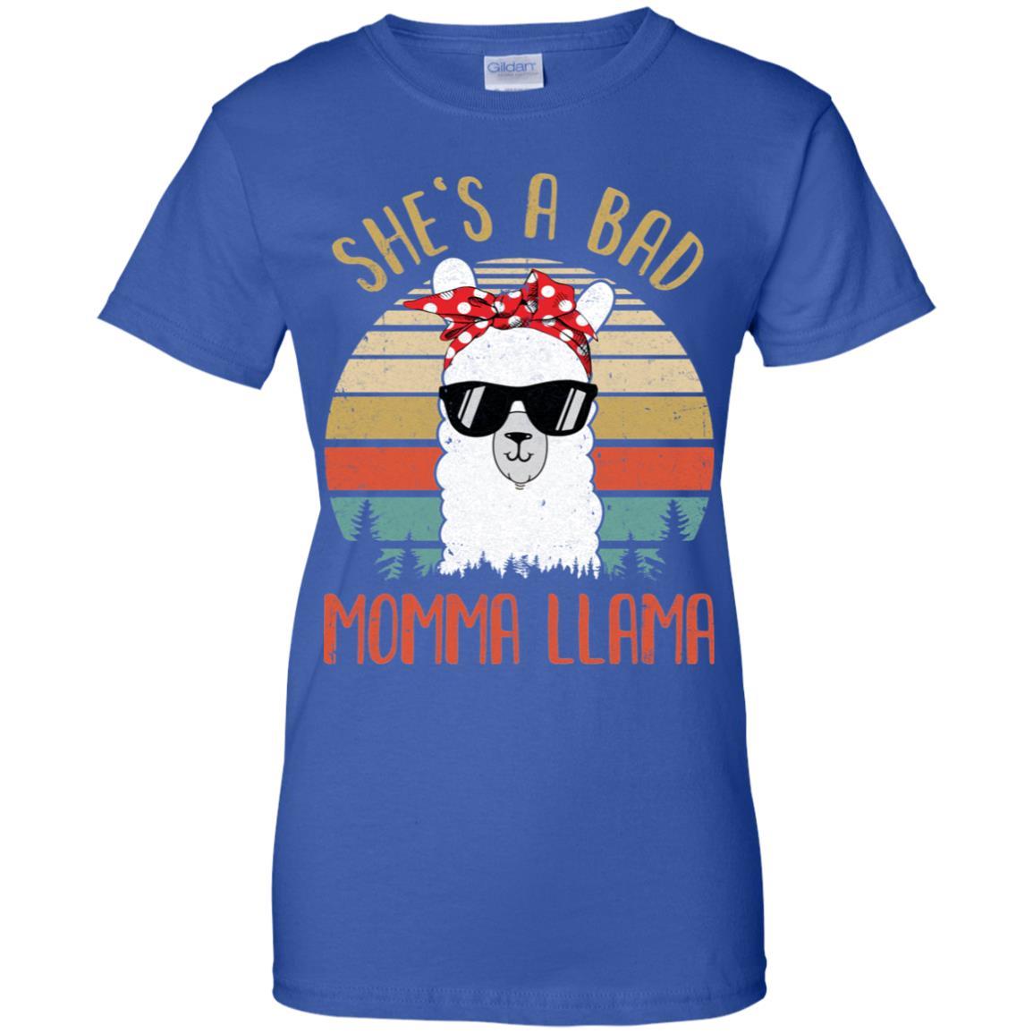 Vintage Funny Shirt She's A Bad Momma Llama-T-Shirt & Hoodie-Women's T-Shirt-Royal