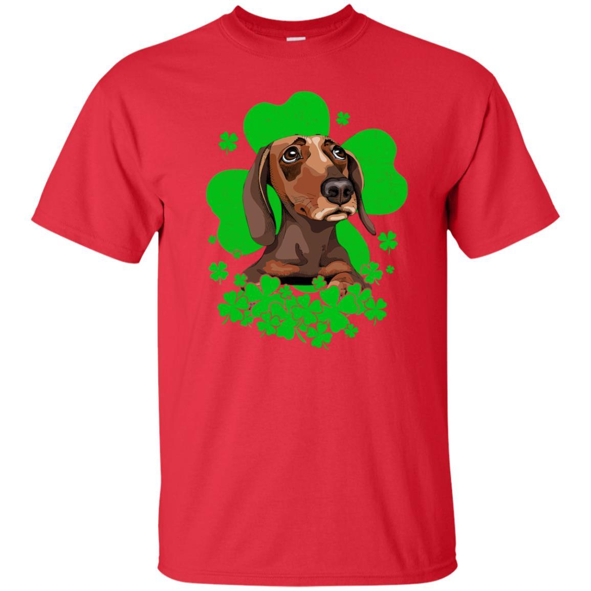 Dachshund St. Patrick's Day Clovers-T-Shirt & Hoodie-Classic T-Shirt-Red