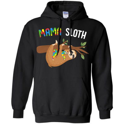 Mama Sloth Autism Awareness Mom Gift-T-Shirt & Hoodie-Pullover Hoodie-Black