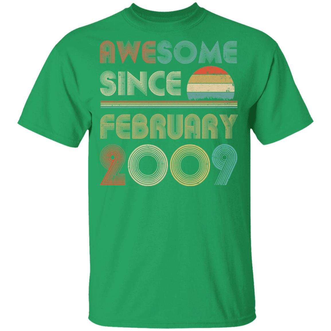 Awesome Since February 2009 Vintage 12th Birthday Gifts Youth-Youth Shirt-Youth T-Shirt-Irish Green