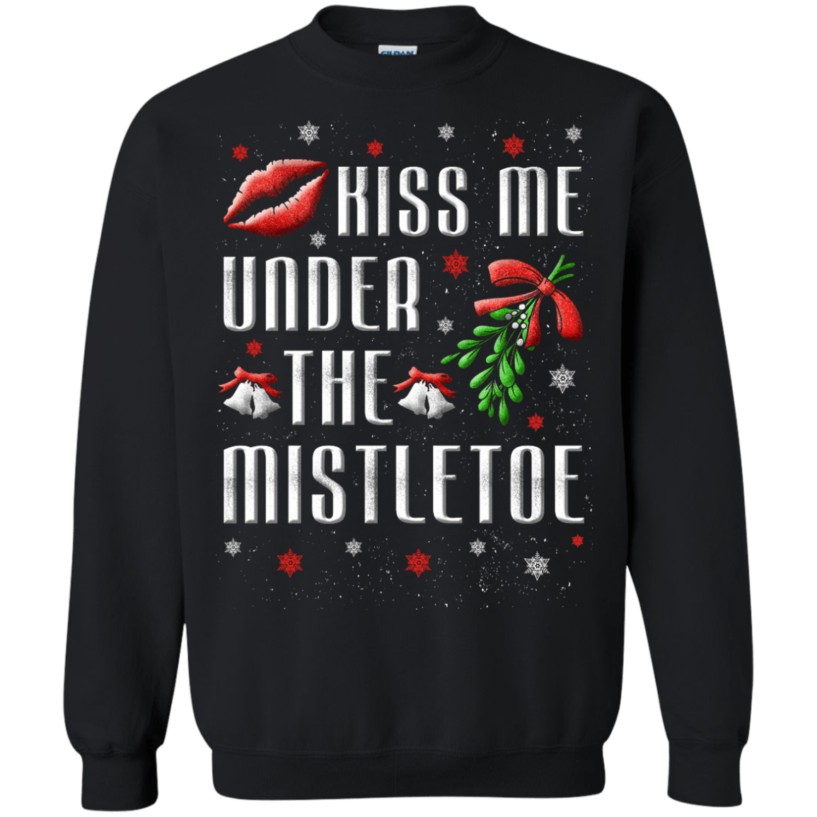 Kiss Me Under The Mistletoe-T-Shirt & Hoodie-Crewneck Sweatshirt-Black
