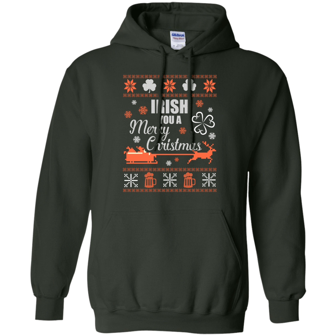 Irish You A Merry Chrristmas-T-Shirt & Hoodie-Pullover Hoodie-Forest Green