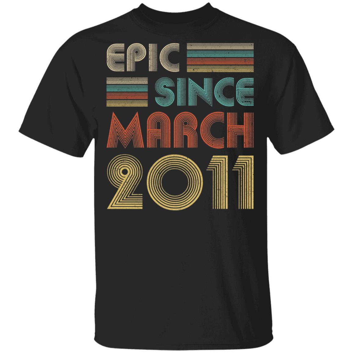 Epic Since March 2011 Vintage 10th Birthday Gifts Youth-Youth Shirt-Youth T-Shirt-Black