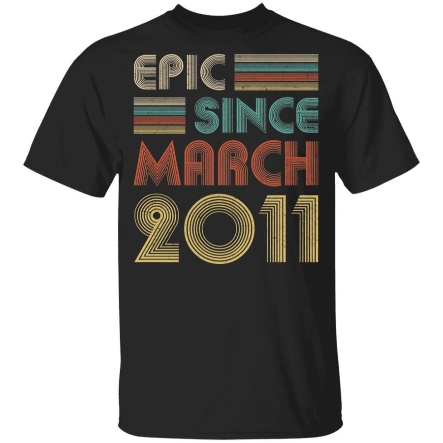 Epic Since March 2011 Vintage 10th Birthday Gifts Youth-Youth Shirt-Youth T-Shirt-Black