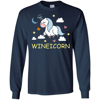 Funny Wine Unicorn Wineicorn-T-Shirt & Hoodie-Long Sleeve T-Shirt-Navy