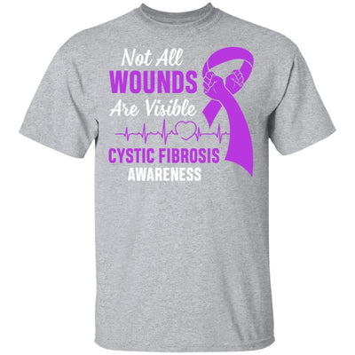 Cystic Fibrosis Awareness Purple Not All Wounds Are Visible-T-Shirt & Hoodie-Classic T-Shirt-Sport Grey