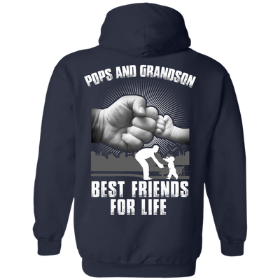 Pops And Grandson Best Friends For Life-T-Shirt & Hoodie-Pullover Hoodie-Navy