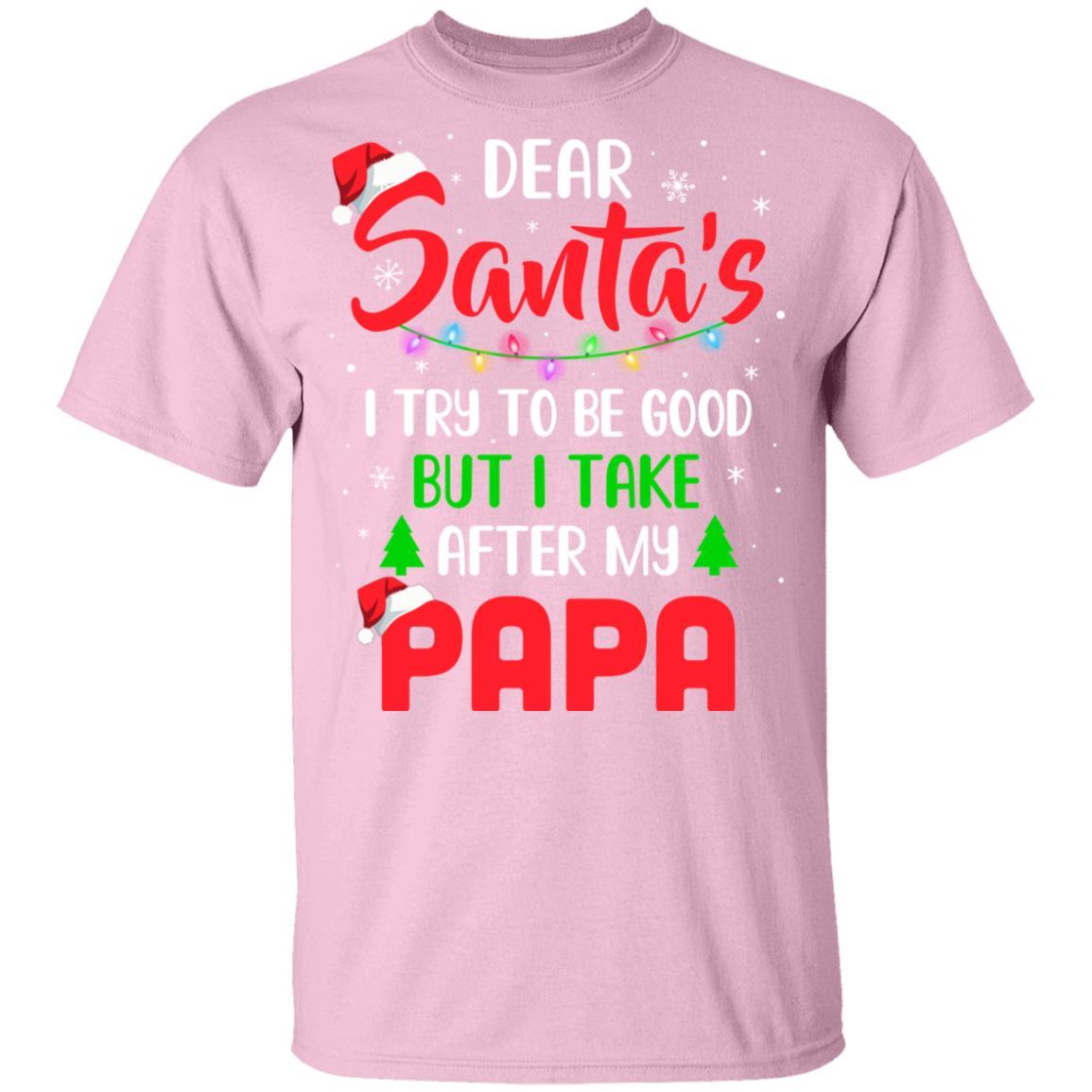 Dear Santa I Tried To Be Good But My Papa Christmas Kids Youth-Youth Shirt-Youth T-Shirt-Light Pink
