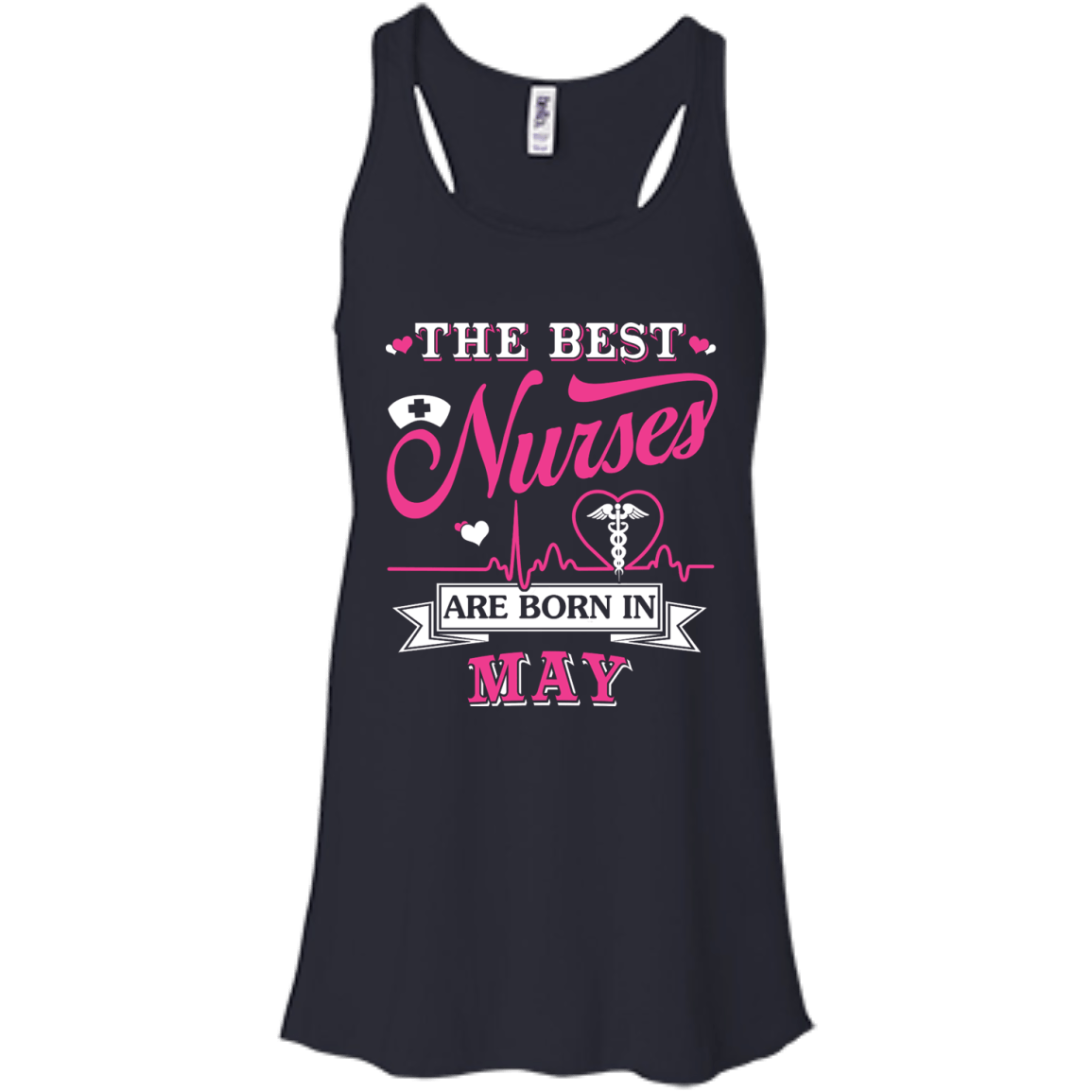 The Best Nurses Are Born In May-T-Shirt & Hoodie-Women's Flowy Racerback Tank-Midnight