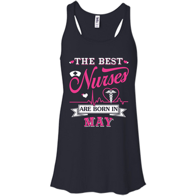 The Best Nurses Are Born In May-T-Shirt & Hoodie-Women's Flowy Racerback Tank-Midnight
