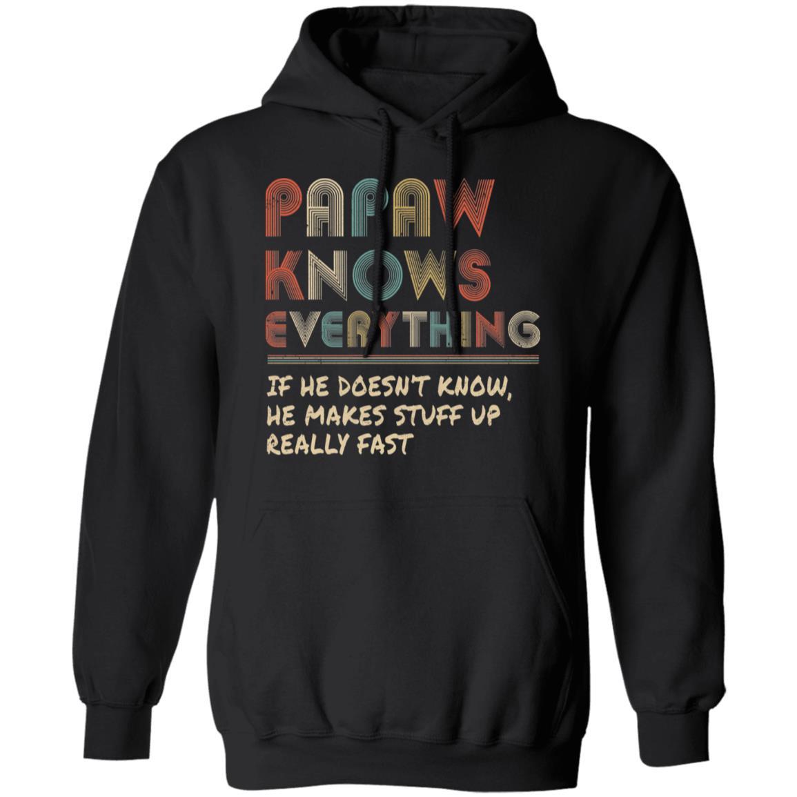 PaPaw Know Everything Vintage PaPaw Father's Day Gift-T-Shirt & Hoodie-Pullover Hoodie-Black