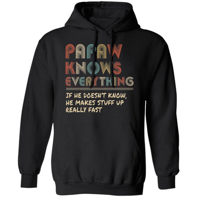 PaPaw Know Everything Vintage PaPaw Father's Day Gift-T-Shirt & Hoodie-Pullover Hoodie-Black