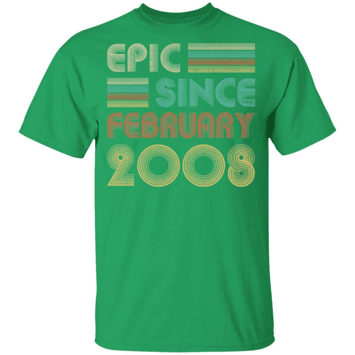 Epic Since February 2008 Vintage 13th Birthday Gifts Youth-Youth Shirt-Youth T-Shirt-Irish Green