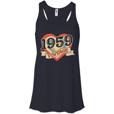 Vintage Retro Classic Heart Made In 1959 62th Birthday-T-Shirt & Tank Top-Women's Flowy Racerback Tank-Midnight