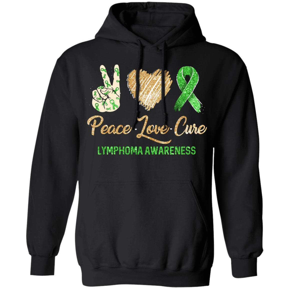 Peace Love Cure Lymphoma Awareness-T-Shirt & Hoodie-Pullover Hoodie-Black