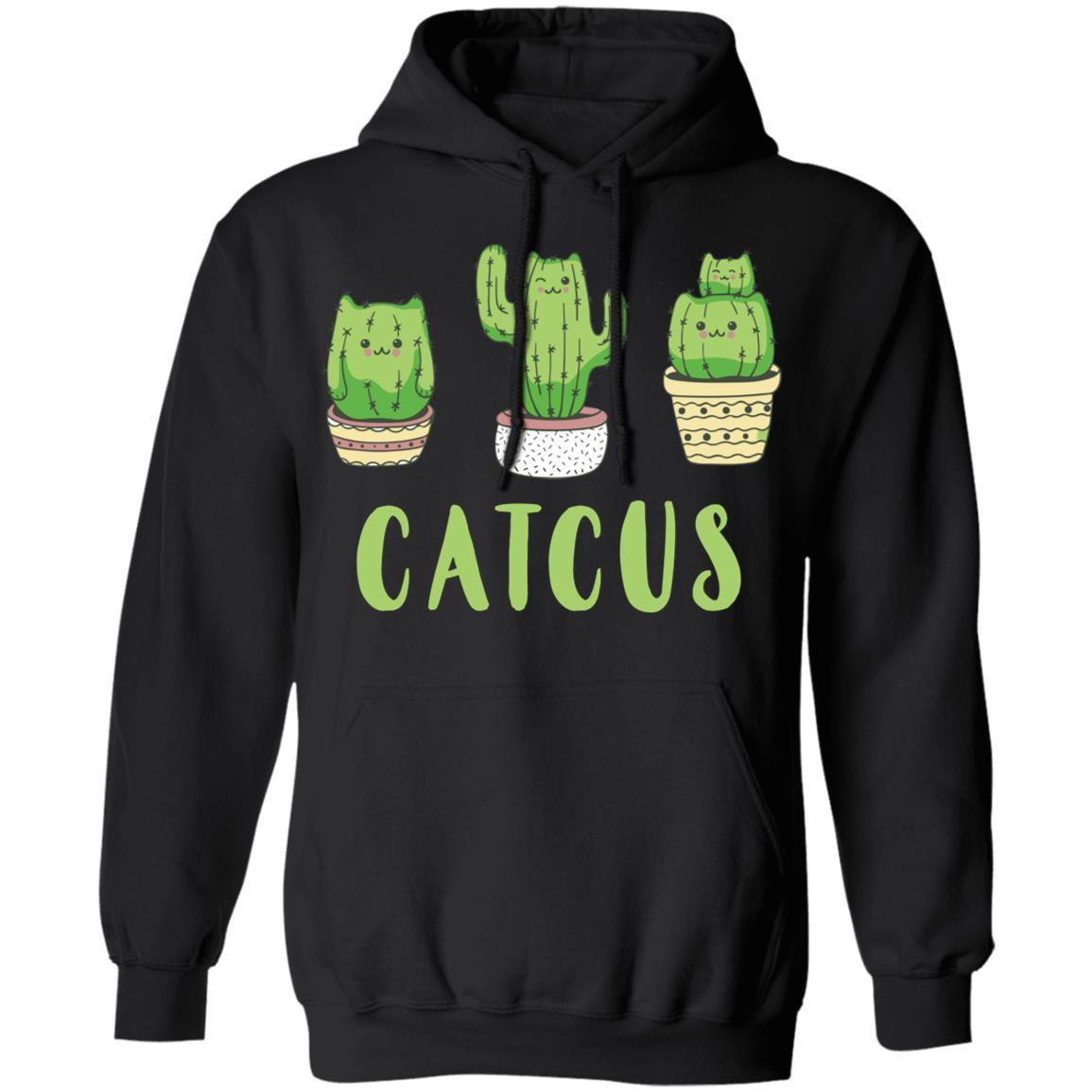 Catcus Funny Cat Cactus For Kitty Lovers-T-Shirt & Hoodie-Pullover Hoodie-Black